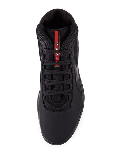 prada americas cup black high top mens sneakers|prada americas cup sneakers sale.